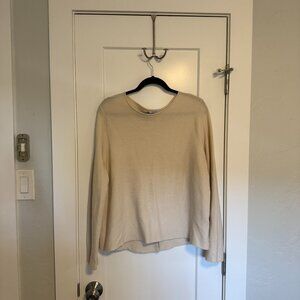 Vera Milano Cream Ribbed Knit Button Back Top Size L